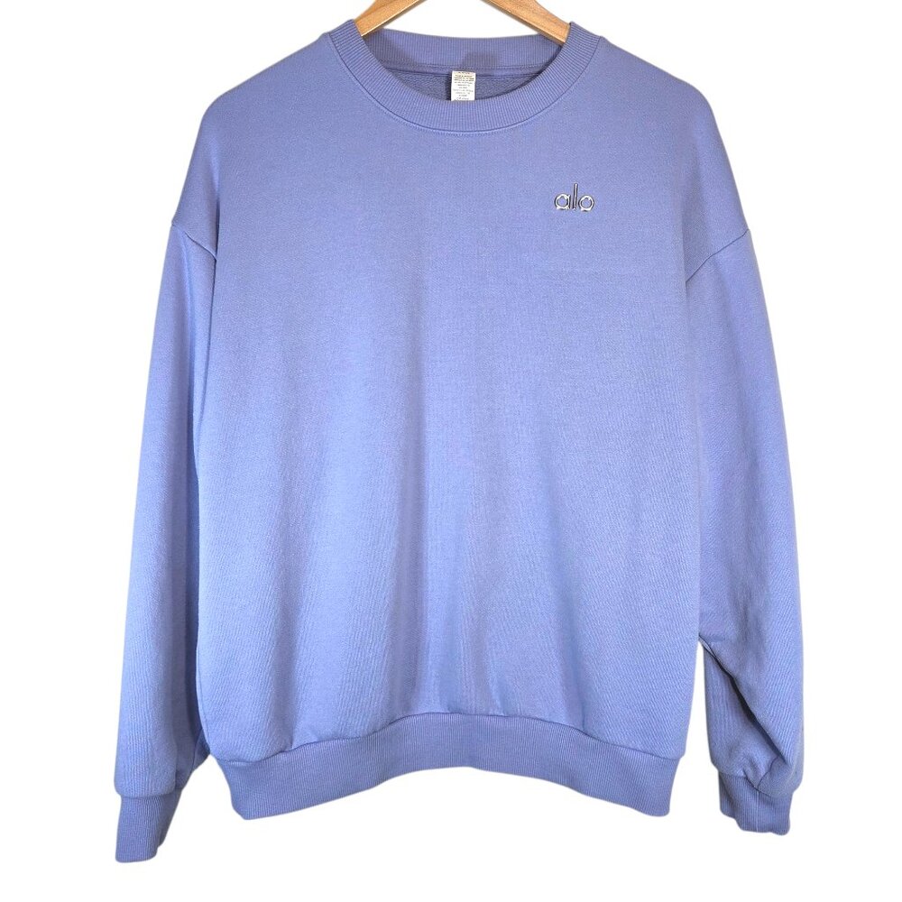 Alo Yoga Accolade Crew Neck Pullover in Lilac Blue - Picture 5 of 12